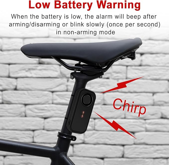 Bike Alarm System Anti Theft, 113dB Bike Alarm, Motion Alarms for E-Bike Motorcycle Scooter Bicycle Security Alert Vibration Warning Interior Safety Red LED Light IP66 Waterproof