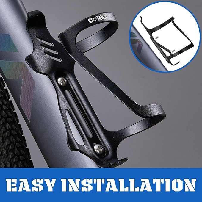 Corki Cycles Left Side Load Water Bottle Cage, Side Entry Bike Water Bottle Holder for Road & Mountain Bikes 2Pack-Black-Aluminum Alloy