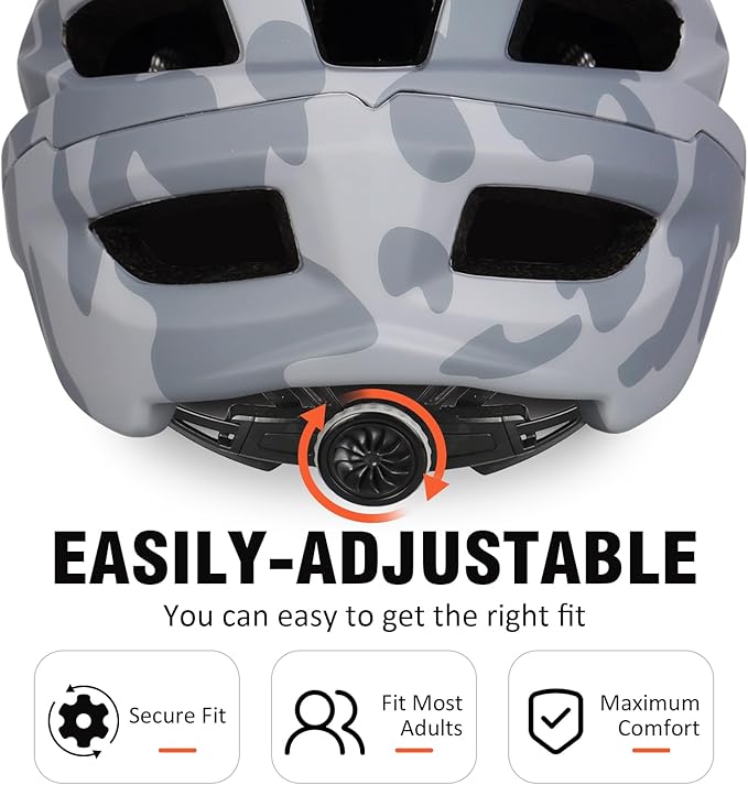 Mountain Bike Helmet,Adult Cycling Helmet with Camera Mount and Detachable Visor for Men Women Youth,Suggested Fit 55-61 Cm
