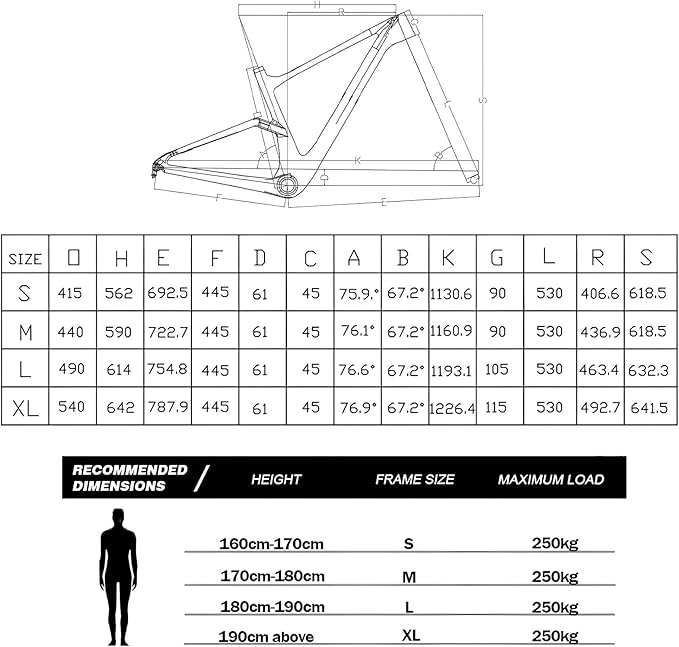 29er Mountain Bike Hardtail Frame 16.3/17.3/19.3/21.3in Thru Axle 12x148mm Boost Frame Disc Brake XC Cyclocross Frame Carbon Fibre Frame Internal Routing Max 2.4" Tire
