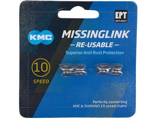 KMC Missing Link 9-Speed Silver Metal Chain Connector for MTB and Road Bikes, Single Strand, Re-usable, Suitable for KMC, Shimano, Campagnolo and SRAM chains
