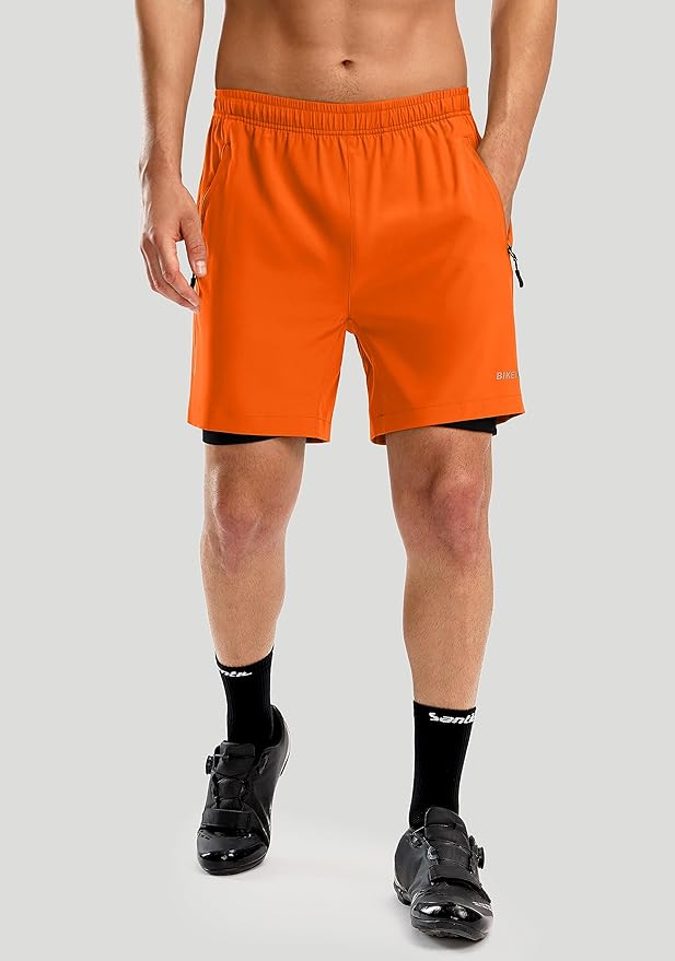 Bikewa Men's Mountain Bike Shorts 3D Padded Loose-fit Riding Biking Cycling Bicycle Biker Shorts for Men Zipper Pockets