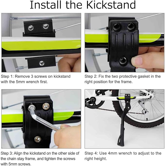 Cyfie Adjustable Bike Kickstand for 24 26 27 27.5 28 29 Inch Wheel Rear Side Bicycle Aluminum Alloy Mountain Bike Kickstands for 24-29 Inch Adult Road Bike Kick Stands