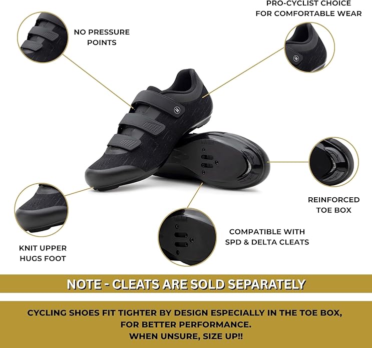 Tommaso Strada Mens SPD & Peloton Shoes—2 in 1 Cycling Shoes—Install Your Own Delta or SPD Cleats for Spin Bikes, Indoor Cycles or Most Mens Bicycles—Explore Bike Accessories