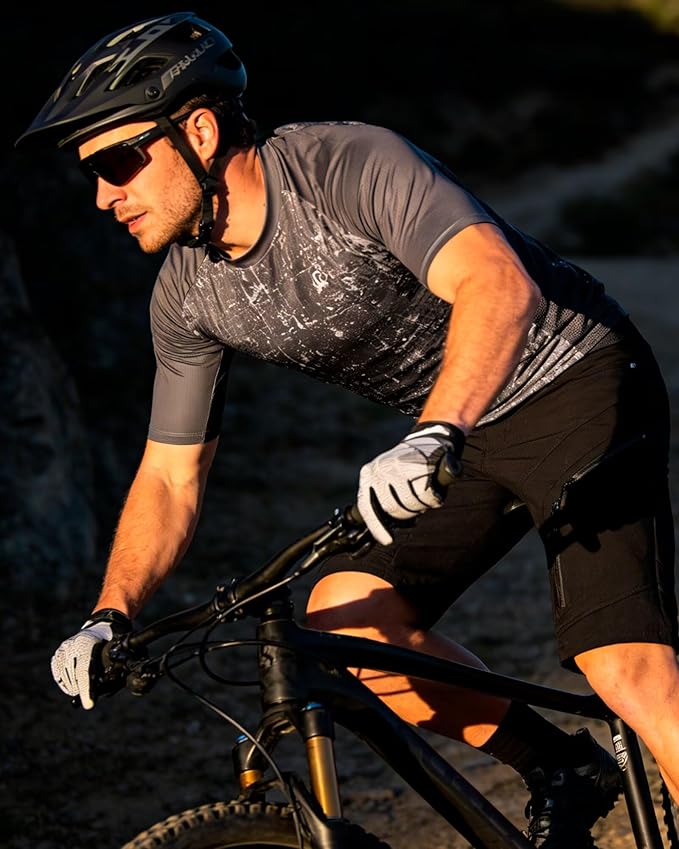 ROTTO Mens MTB Jersey Mountain Bike Cycling Shirt Short Sleeve for MTB BMX Downhill Wicking Quick Dry