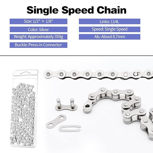 Bike Chain Kit, Single Speed Multi-Function Bike Mechanic Repair Kit, Chain Breaker and Bike Link Plier with Hook and 6 Pairs Bicycle Buckle, Reusable