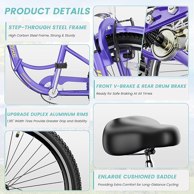 LILYPELLE Adult Folding Tricycles, 7 Speed Folding Adult Trikes, 20/24/26 inch 3 Wheels Bikes with Low Step-Through, Large Basket, Foldable Tricycle for Adults, Women, Men, Seniors