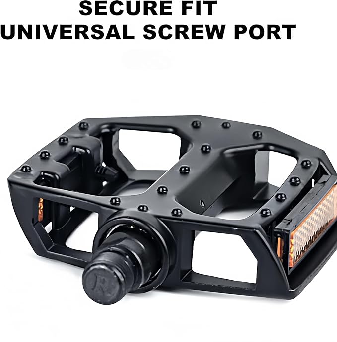 Aluminum Bike Pedals for Adult, Bicycle Flat Pedal Compatible Only 9/16 Inch Thread with Reflectors-Lightweight