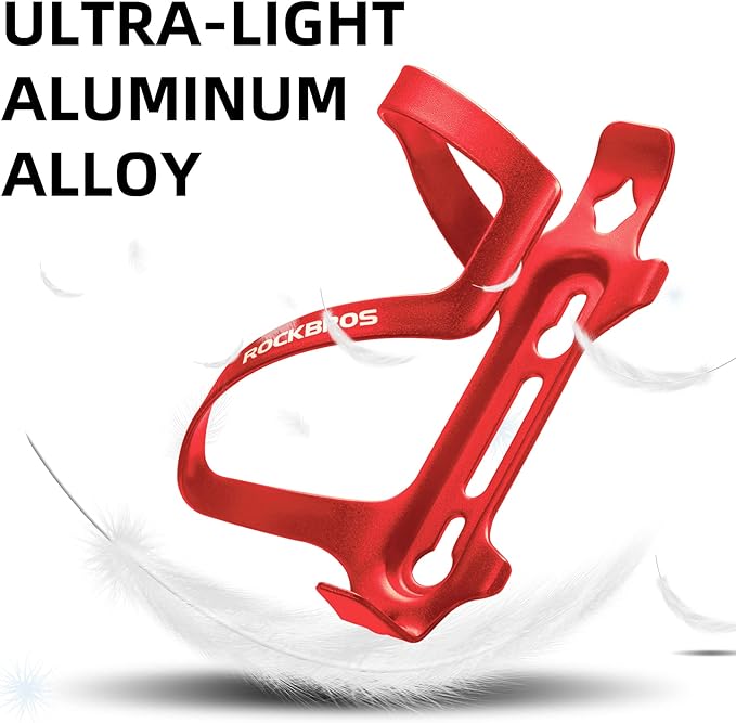 ROCKBROS Bike Water Bottle Holder Cage Aluminum Alloy Bicycle Water Bottle Cage Brackets Bike Cup Holder for Road Mountain Bikes Red