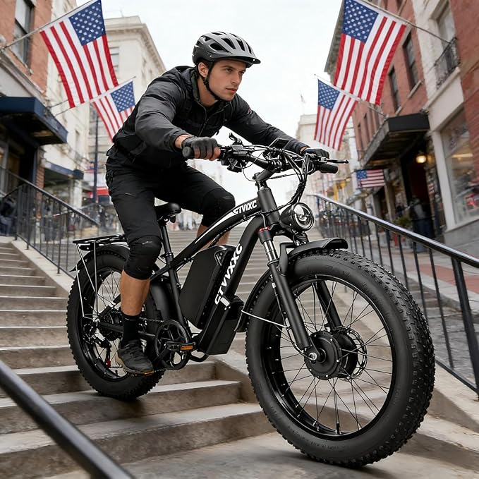 6000W Peak Dual Motor Ebike for Adults - 52V 34Ah Fast Electric Bike for Men Women 45 MPH,Up to 100 Miles,24" Fat Tire Lockable Suspension Electric Bicycle for Snow Off-Road Commuter Mountain E-Bike