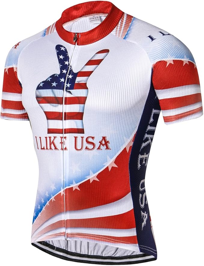New Pro Full Zipper Men's Cycling Jersey Short Sleeve Riding Shirt USA