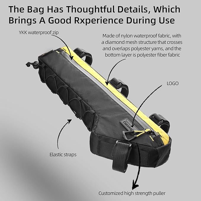 Rhinowalk Bicycle Front Frame Bag Bike Under Top Tube Triangle Waterproof Bag 2.4L Cycling Accessories Nylon Pack Pouch for MTB Road Bike Cycling Commuting and Outdoor Adventures