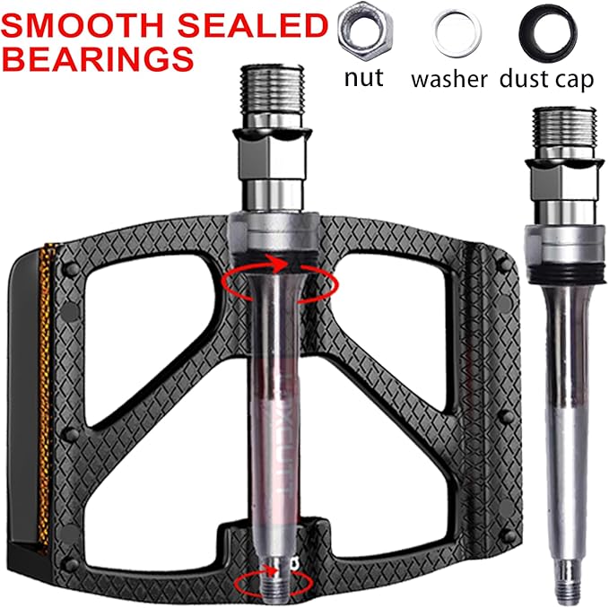 Mountain Bike Pedals MTB Pedals Bicycle Flat Pedals Aluminum 9/16" Sealed Bearing Non-Slip Pedal for Road Mountain BMX MTB Bike