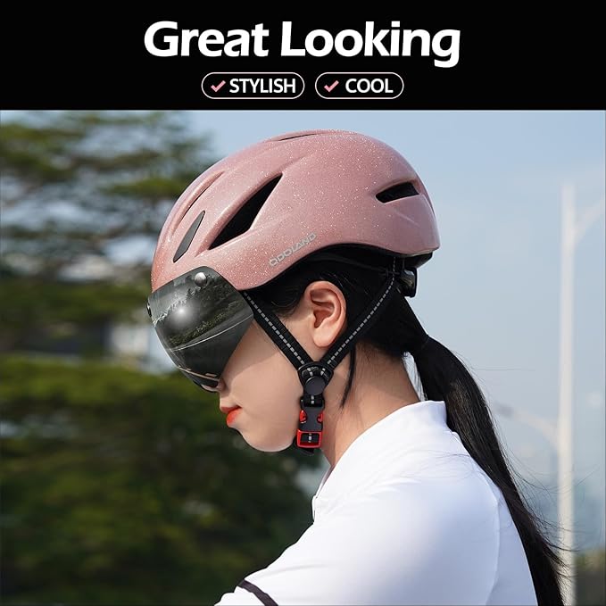 Odoland Bike Helmet with Magnetic Sun Visor for Adults, Glasses-Friendly Design Adjustable Dial Cycling Helmet for Men & Women, Urban Riding Bicycle Helmet for Mountain, Road, E-Bike, Commuting