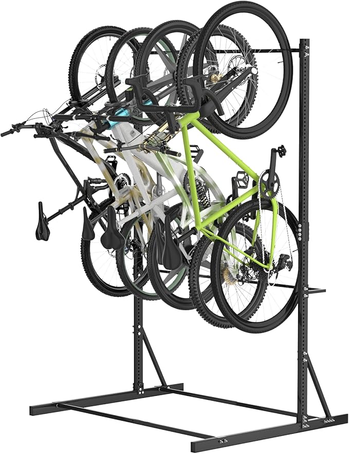 Garage Bike Rack,Freestanding Bike Storage Rack,5 Bikes Vertical Bike Storage Rack,High-adjustable Heavy Duty Bike Stand