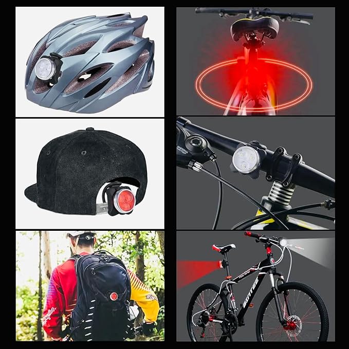 USB Rechargeable Bike Light Set, LED Front Headlight & Rear Tail Light, Waterproof Bicycle Light, 4 Modes, Silicone & Plastic, Bright LED, Outdoor Bike Lighting, Rechargeable Bicycle Light Set