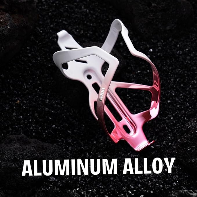 Corki Cycles Heavy Duty Bike Water Bottle Holder, Lightweight Aluminum Cage Shockproof Design for Road Mountain Gravel Bikes, Holds 18-30 oz, 2-Pack White Pink