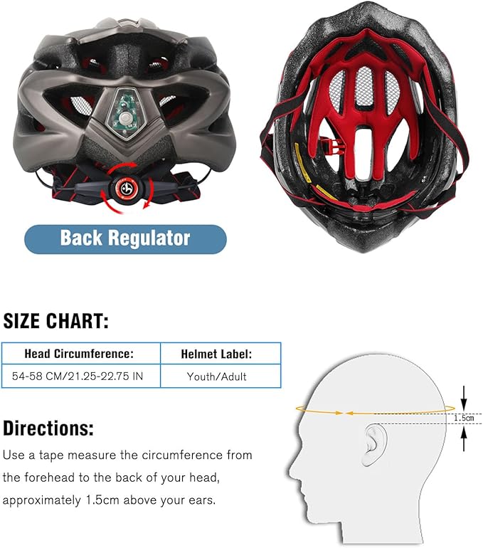 Bike Helmet Men Women, Shinmax Bicycle Helmet with Rear Light and Detachable Visor