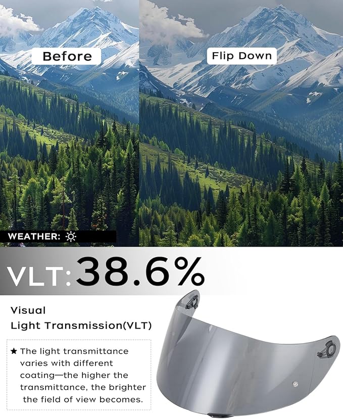 Soman K1 Helmet Visor Replacements, K1S Tinted Helmet Visor Compatible with K1 K1S K3SV K5 K5S UV Protection (Light Smoke)