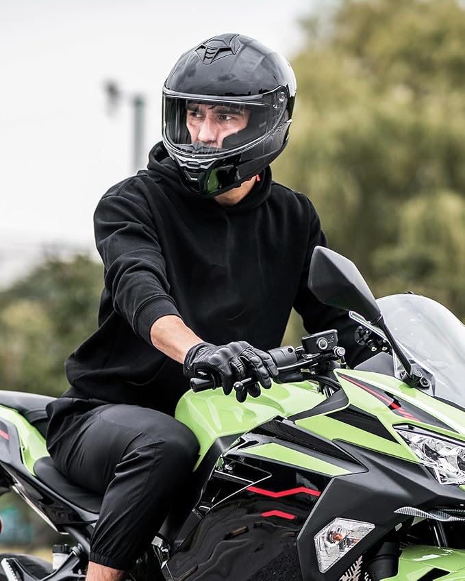 Motorcycle Helmets for Adult Men Women, Full Face Lightweight Street Bike Racing DOT Helmet with Extra Clear Visor Model AU-T801