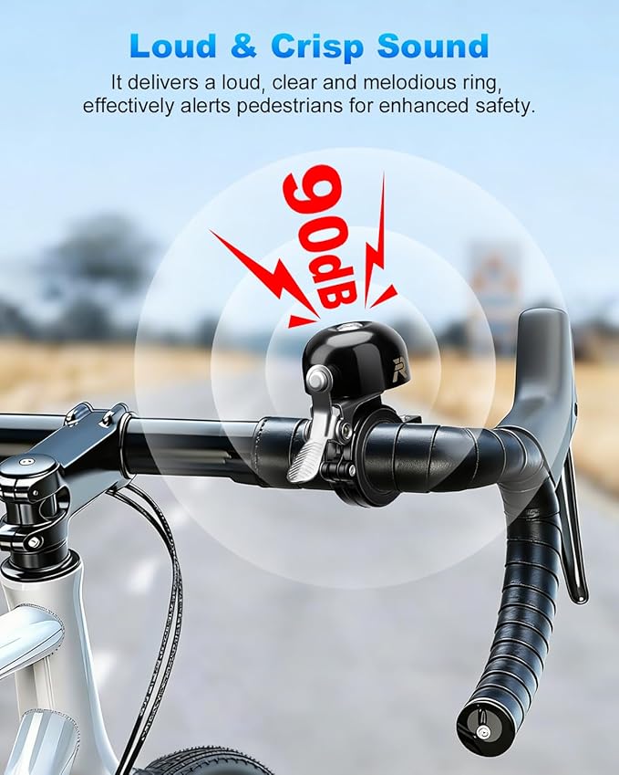 Bike Bell Classic Bike Bells for Adults Kids, 120d Loud Bicycle Bell for Handlebars, Beach Cruiser Mountain Bike Bell Accessories, Fits 22.2-28.0mm Handlebars