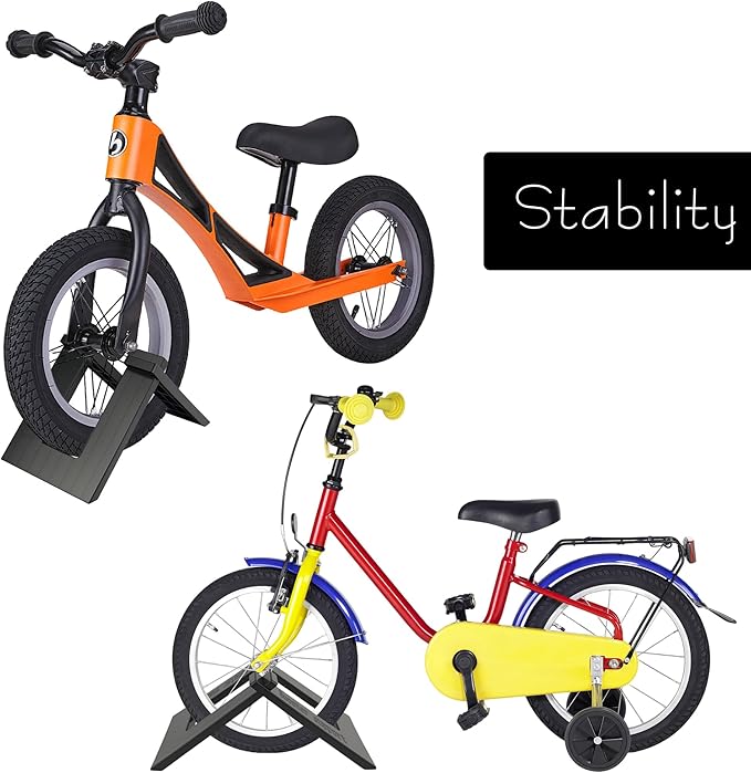 SHIDOW PVC Bike Stand, Indoor Small Bicycle Display Stand, Floor Bicycle Rack for Balance Bike Indoor Storage (Black)