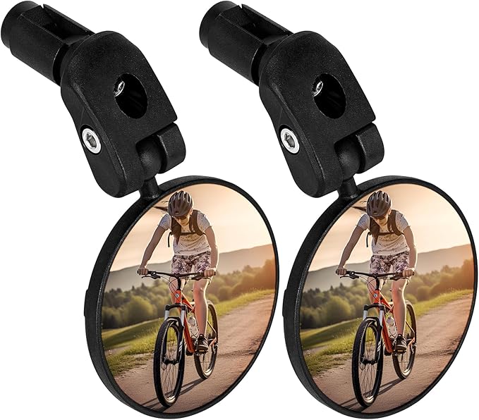 TAGVO Bar End Bike Mirrors, HD Wide Angle Bicycle Rear View Mirrors, 360 Dregree Adjustable Rotation Handlebar Convex Mirror for Mountain Road Bike Cycling (2 PCS)