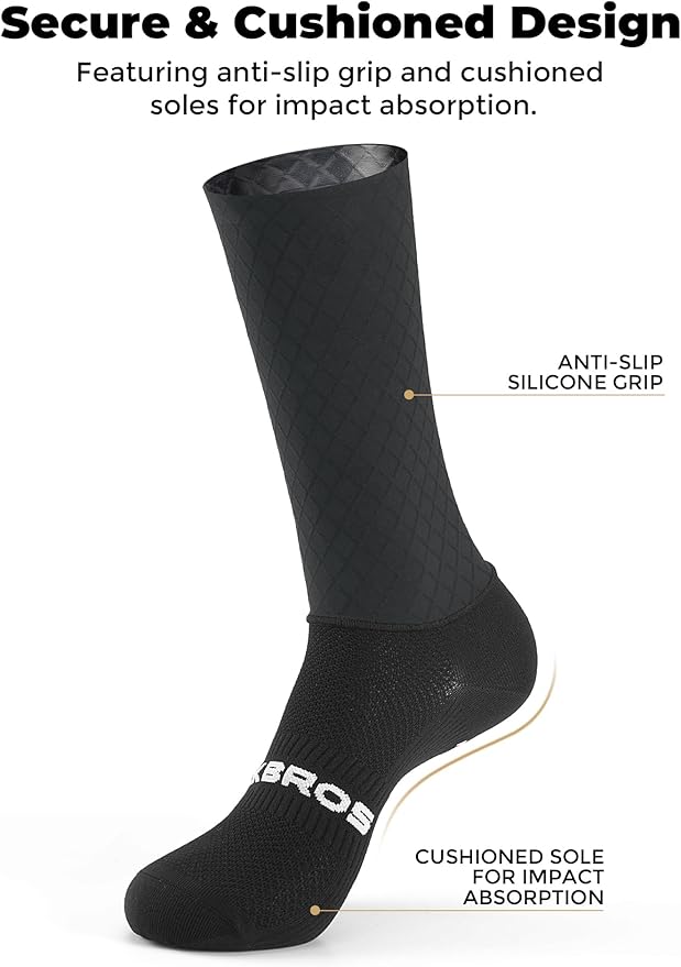 ROCKBROS Cycling Socks with Breathable Mesh, Moisture-Wicking & Odor-Resistant for Men & Women, Anti-Slip Silicone Grip