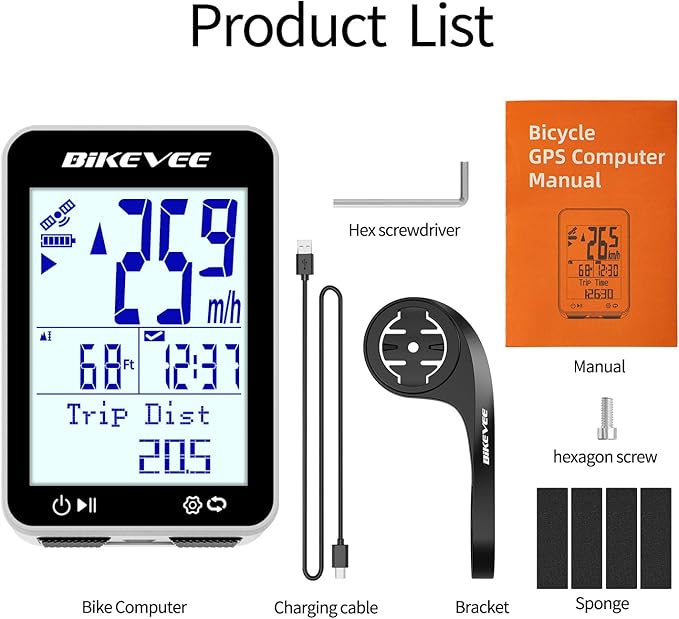 GPS Speedometer & Odometer - Wireless Bike Computer, Auto Start/Stop, Auto Backlight, IPX7 Waterproof, 2.4" LCD, Cycling Tracker in MPH & KM/H