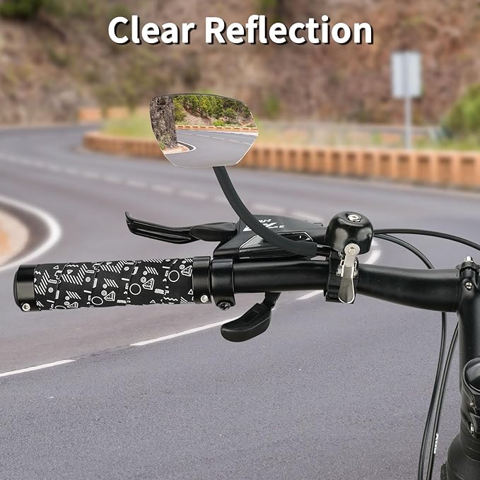 Bike Bell with Mirrors – 360° Adjustable Safety Bicycle Rear View Mirror, Scratch-Resistant Glass Lens, Universal Fit for MTB/Handlebars, Bike Accessories