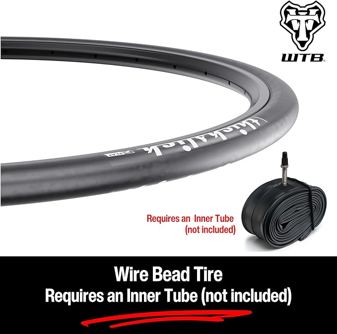 WTB ThickSlick Hybrid Bike Tire (26"/29"/700c) Wire Bead - Slick Tread - Commuter & Campus (Black/White, Optional Flat Guard)