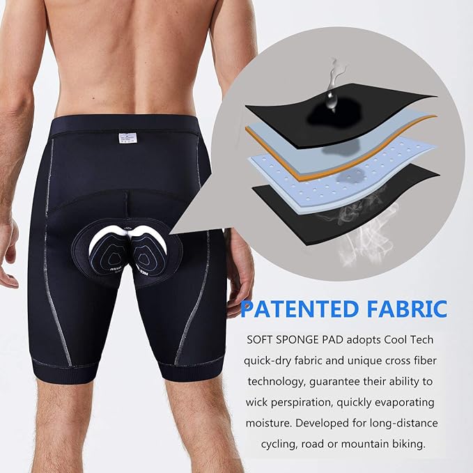 Men's Cycling Shorts Anti-Slip Leg 4D Padded Bike Shorts with 3-Pockets Breathable Biking Bicycle Motorcycle Half-Pants
