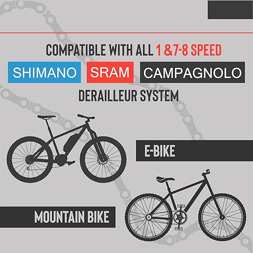 TAYA e-OCTO-DH Single & 7-8 Speed Bike Chain, 136 Links, GST Rust-Proof, Durable and Smooth Shifting, for E-Bike, Gravel and MTB