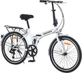 24 Inch Folding City Bike, 7 Speed Shimano Rear Derailleur, Front/Rear V Brakes, 24x1.5 Anti-Slip Tires (Available in Grey, Black & White) – Portable for Commuting, Park Rides & Storage