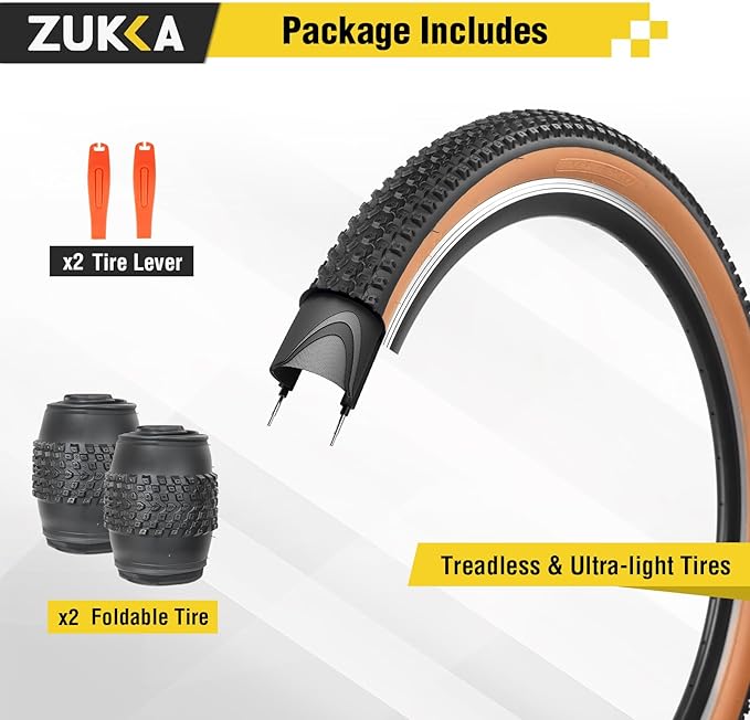 ZUKKA Bike Tire 20/24/26/27.5/29 x 2.125 Bike Tire 2 Pack Mountain Bike Tire Folding Replacement Tire for MTB Mountain Bike, Kids