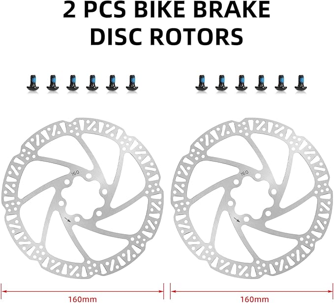 Z00M HB-100 Hydraulic Disc Brake Calipers, MTB Bike Disc Brakes Front & Rear Caliper Set with 160 mm Rotors, Aluminum Alloy Bicycle Disc Brake Kit for eBike, Mountain Bike, Road Bike, Fat Bike