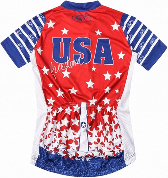 Weimostar Men's USA Cycling Jersey Short Sleeve Biking Shirts Breathable with Pockets