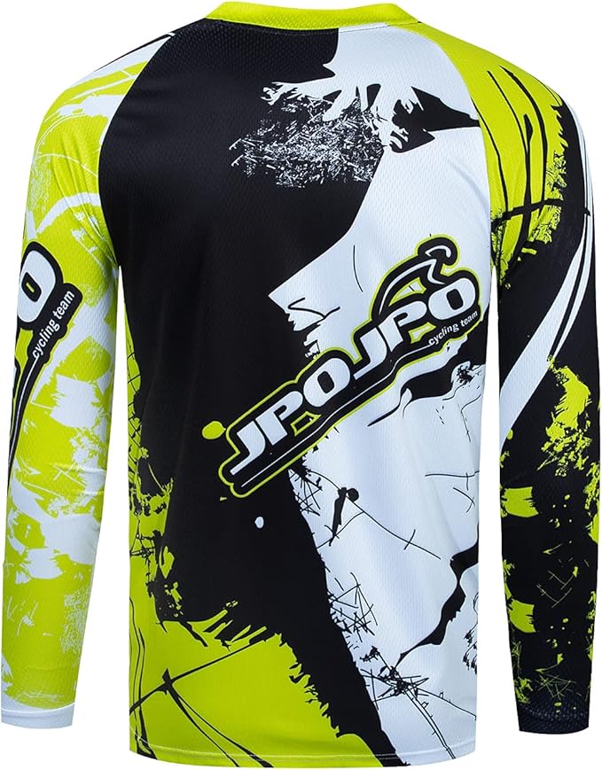 JPOJPO Men's Mountain Bike Jersey Long Sleeve MTB Off-Road Racing Downhill Motocross Shirts Quick Dry&Moisture-Wicking Tops