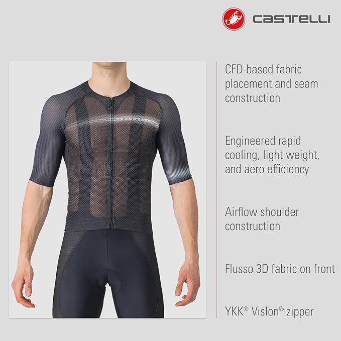 CASTELLI Men’s Climber’s A/C Jersey, Quarter Length Sleeve, Full Zip, Road Cycling & Gravel Biking Jersey with UV Protection