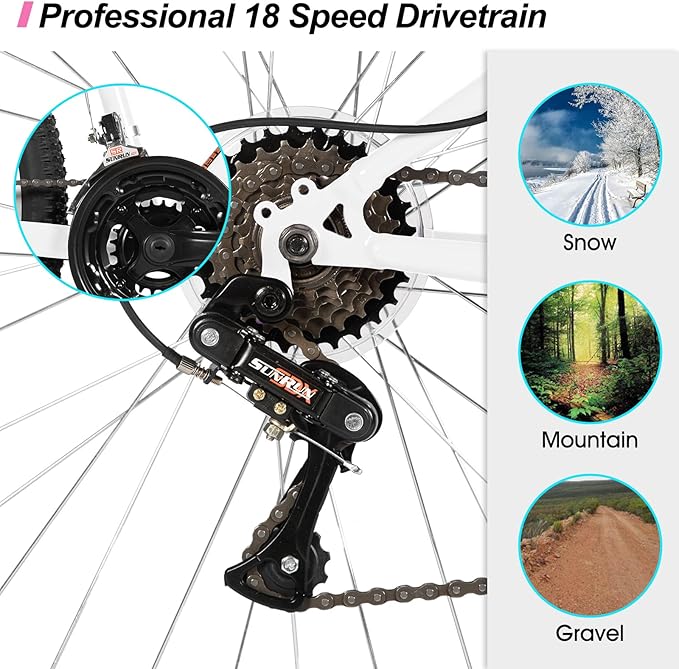 HILAND Adult 26 Inch Mountain Bike, Mens Womens Bicycle, High-Carbon Steel Frame Mountain Bicycle, Sport MTB for Adults, Multi-Color