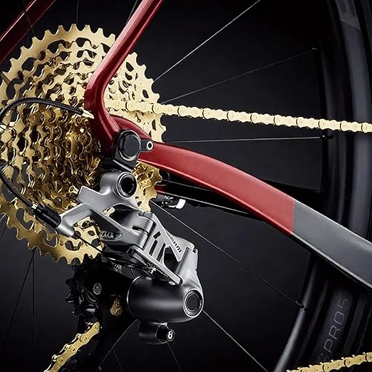 6/7/8/9/10/11/12 Speed Bike Chain – High-Strength, Durable & Smooth-Shifting for Road/Mountain Bikes (Gold-9-Speed)