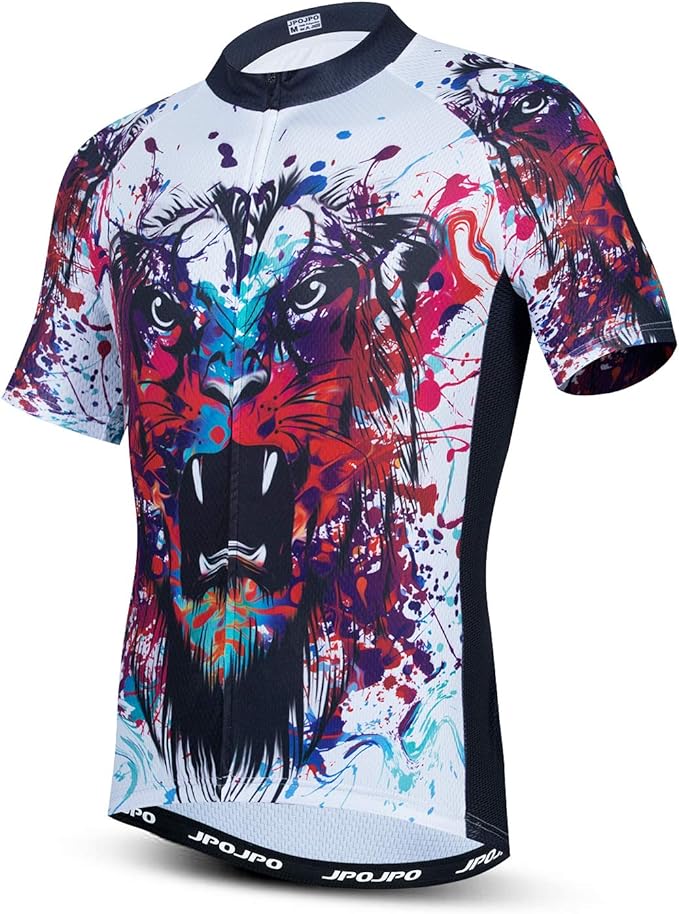 JPOJPO Men's Cycling Jersey Short Sleeved Mountain Bicycle Jerseys Breathable T- Shirt Tops S-3XL