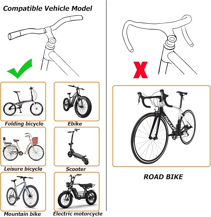 Bike Mirror for Handlebar, Adjustable Bicycle Mirror Handlebar Mount, Wide angle rear View shockproof convex mirror for Safe Cycling, Easy Installation, (1 Black-round)