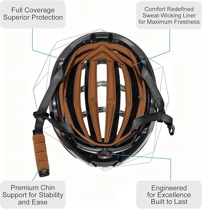 KINGBIKE Bike Helmet for Adult Men Women Youth Road Commute Mountain Cycling Helmets with Replaceable Padding Lightweight 2 Sizes 20.4"-24"(52-61cm)