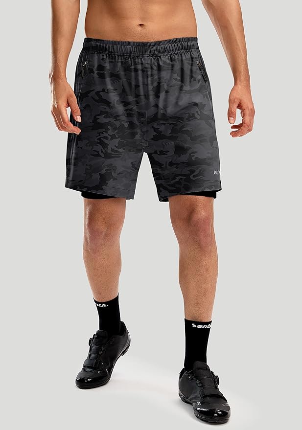 Bikewa Men's Mountain Bike Shorts 3D Padded Loose-fit Riding Biking Cycling Bicycle Biker Shorts for Men Zipper Pockets