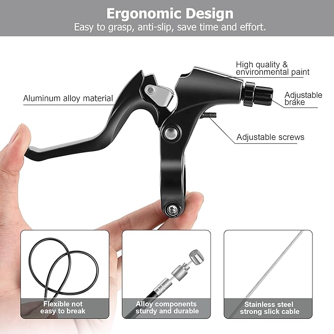 Bike Brakes Set, Complete Brake kit for Most Bicycles Mountain Bike, Front and Rear Bike MTB Hybrid Brake, Callipers Cables Lever Kit, Multi-Tool Wrenches - Black