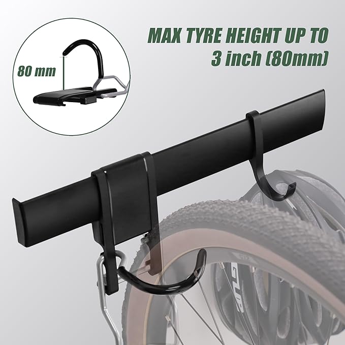 Adjustable Garage Bike Rack – Heavy-Duty Vertical Wall Mount Storage for 2 Bikes & 2 Helmets, Space-Saving Design, 500 lbs Weight Capacity