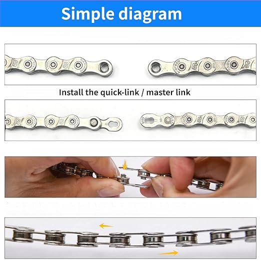 Heavy Duty Ebike Chain 6/7/8 Speed 136 Links, High Tensile Anti-Break, Anti-Corrosion & Anti-Rust Electric Bicycle Drive Chain