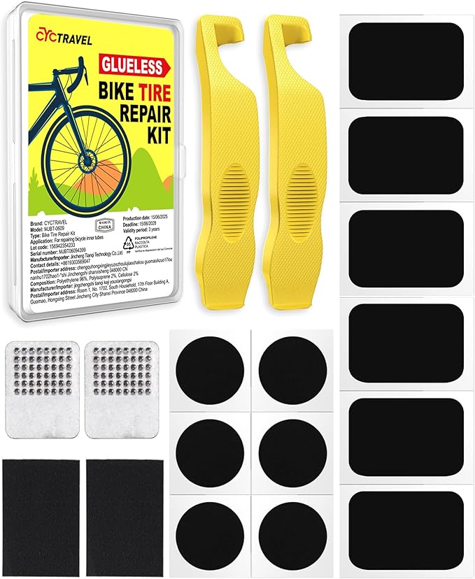 Bike Tire Repair Kit, Bicycle Inner Tube Puncture Patch Kits with 20 PCS Vulcanizing Patches, User Manual, Metal Rasp and Tire Lever, Bike Patch Kit for Mountain and Road Bike