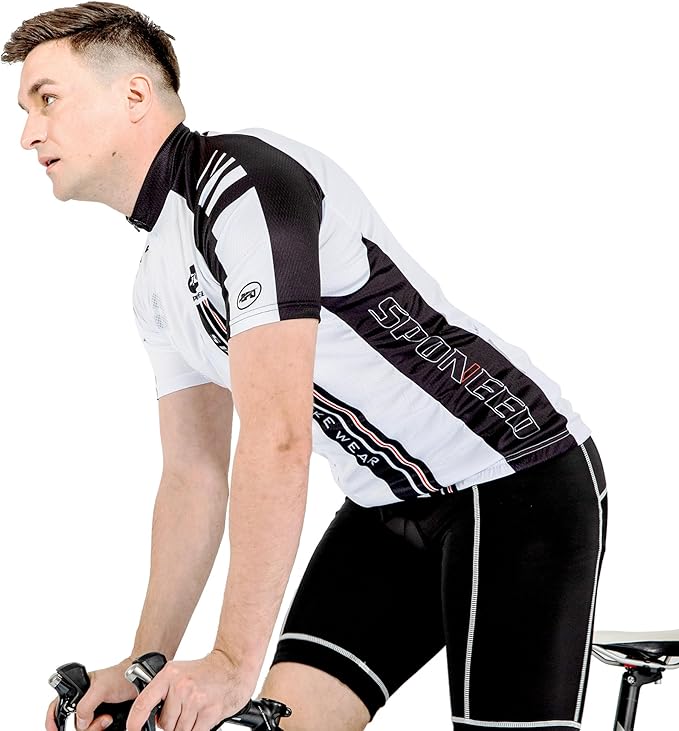 sponeed Men's Cycling Jerseys Tops Biking Shirts Short Sleeve Bike Clothing Full Zipper Bicycle Jacket with Pockets